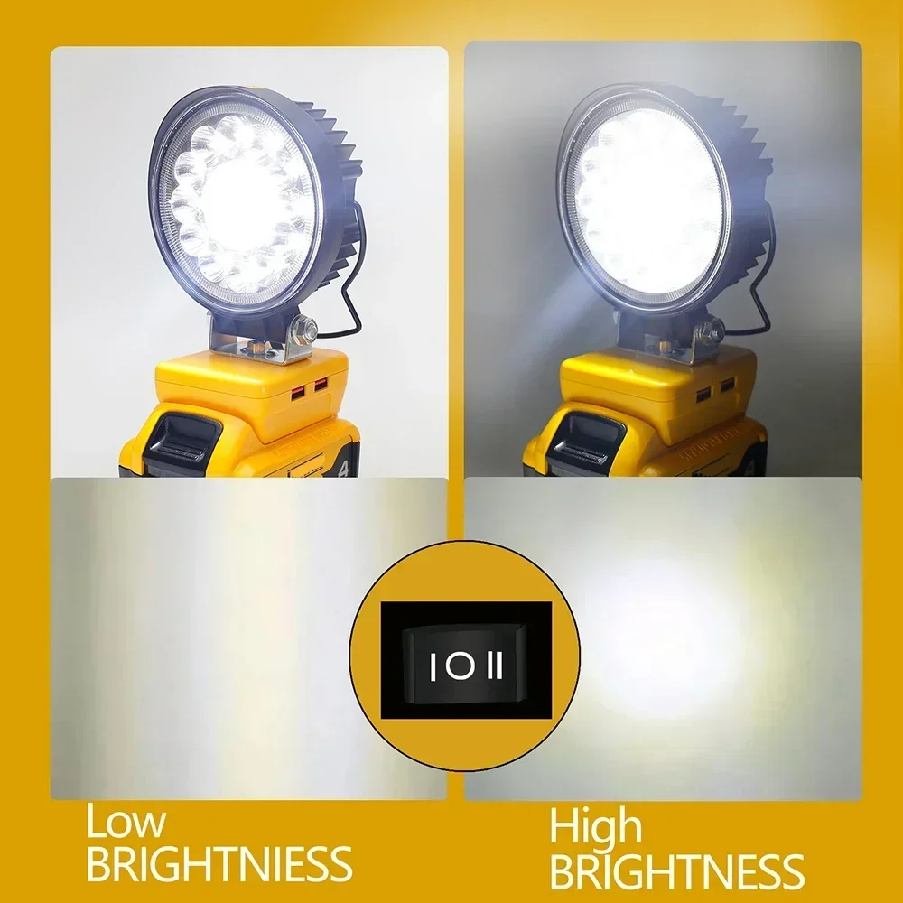 33 LED Working Light Flashlight Electric Torch Spotlight USB Power Bank For DeWalt 18V 20V Lithium Battery High Low Beam Control led flashlight led lights led work light work light