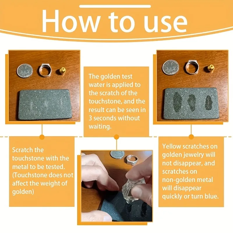 전문 보석 금속 테스트 스톤, 휴대용 터치스톤 도구 (금, 은 보석상 테스트 키트용), 필수 보석 도구