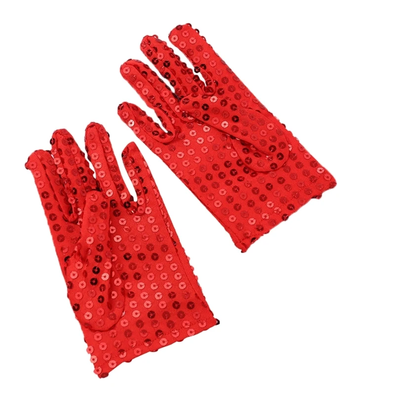 

Elastic Sequins Gloves Kid Full Finger Delicate Singing Dancing Gloves for Party
