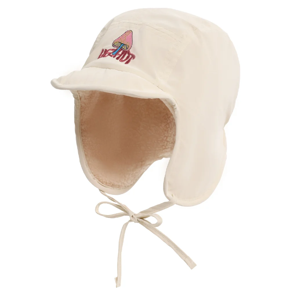 New Pilot Style Hat Fashioh Winter Cap Mushroom Embroidery Warm Bomber Hat Caps For Women Solid Color Girl Hats