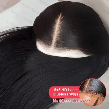 250 Density Human Hair 13x4 Bone Straight HD Lace Front Wig 30 40 Inch 13x6 Lace Frontal Wigs 5x5 Glueless Clourse Wear Go Black 1