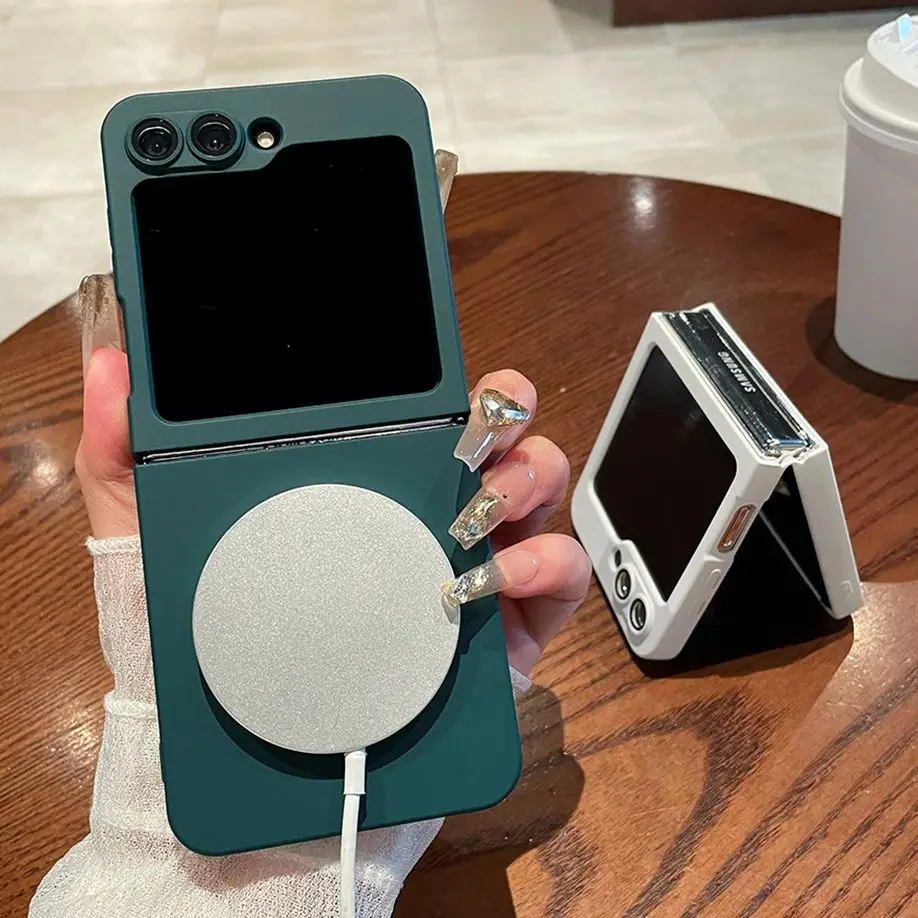 Matte Glass Lens Shockproof Magnetic Case with Magsafe Wireless Charging and Metallic Paint Finish
