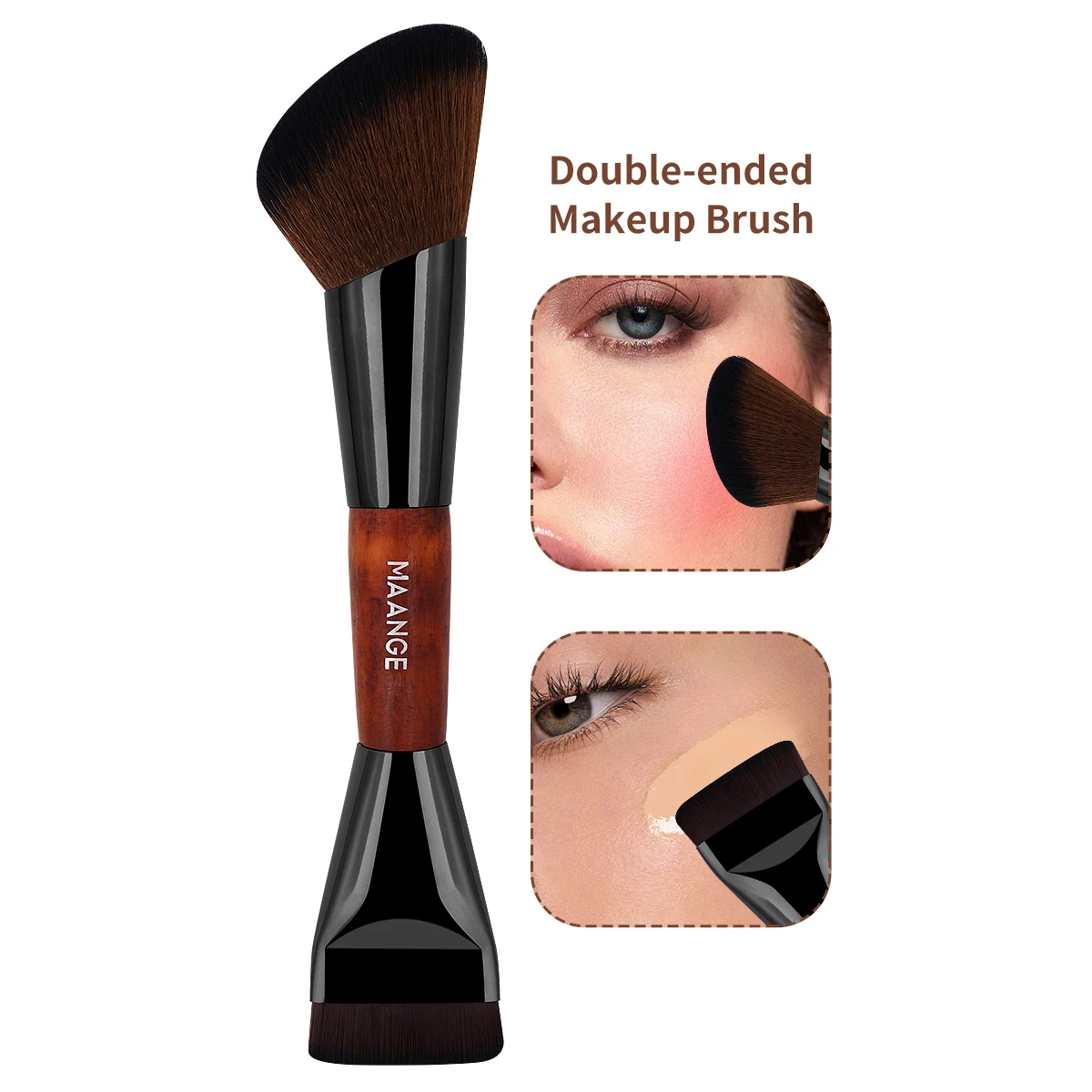 Soft Synthetic Fiber Double Ended Makeup Brush for Liquid Cream Cosmetics