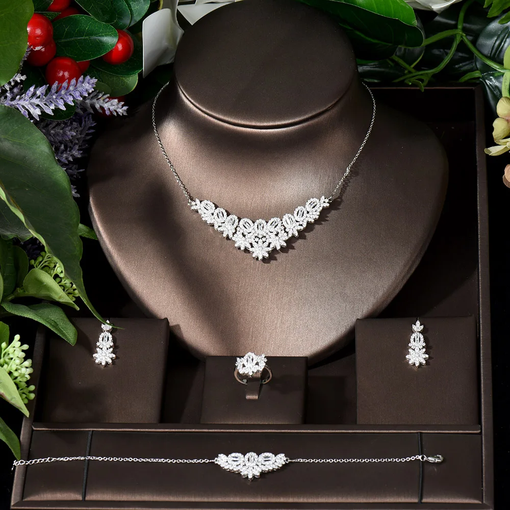 

Fashion Oval CZ jewellery Gorgeous Round Cubic Zirconia Pendant Necklace Earrings Jewelry Set for Women Bridal Wedding N-714