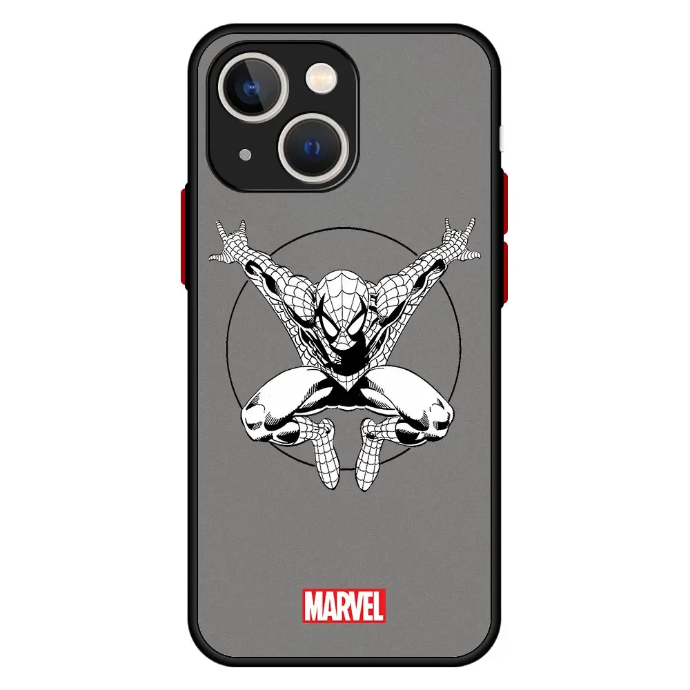Marvel Iron Man Spiderman Shockproof Matte Case For iPhone 13 12 11 Pro Max XR XS X 6s 7 8 Plus SE 11 12 Mini Luxury Cover Capa iphone 13 leather case 