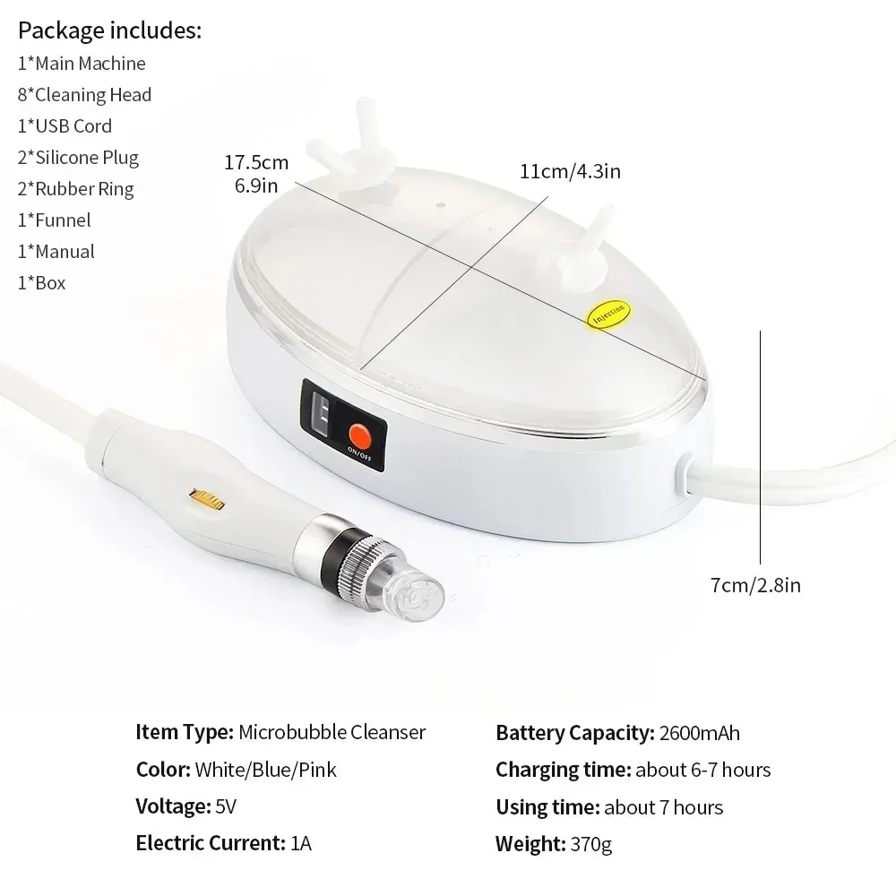 New Facial Blackhead Remover Pore Vacuum Cleaner USB Rechargeable Oxygen Facial Machine Cleaning Jet for Home and Beauty Salon 5