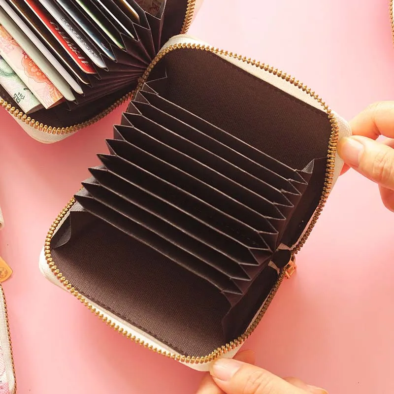 Cute Mickey Minnie Organ Card Bag PU Leather Wallet Cartoon Business Card Case Credit Card Holder Mini Zipper Clutch Bag 3