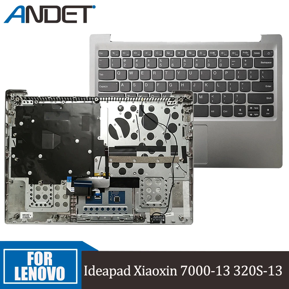 

Новинка, подставка для рук для ноутбука Lenovo Ideapad Xiaoxin 7000-13 320S-13, верхняя крышка с подсветкой клавиатуры США, серебристый 5CB0Q17513