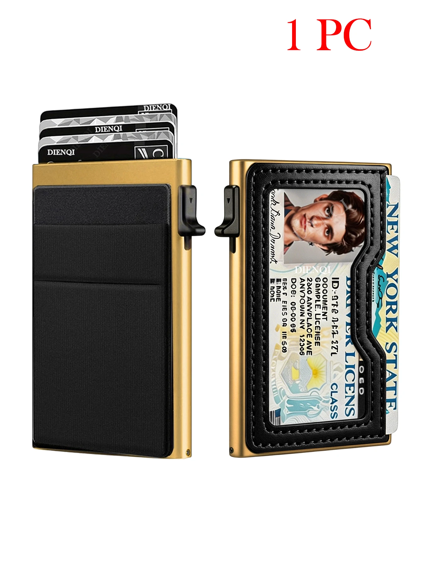 Slim RFID Protection Minimalist Wallet – Metal Card Holder with Automatic Pop-Up Feature