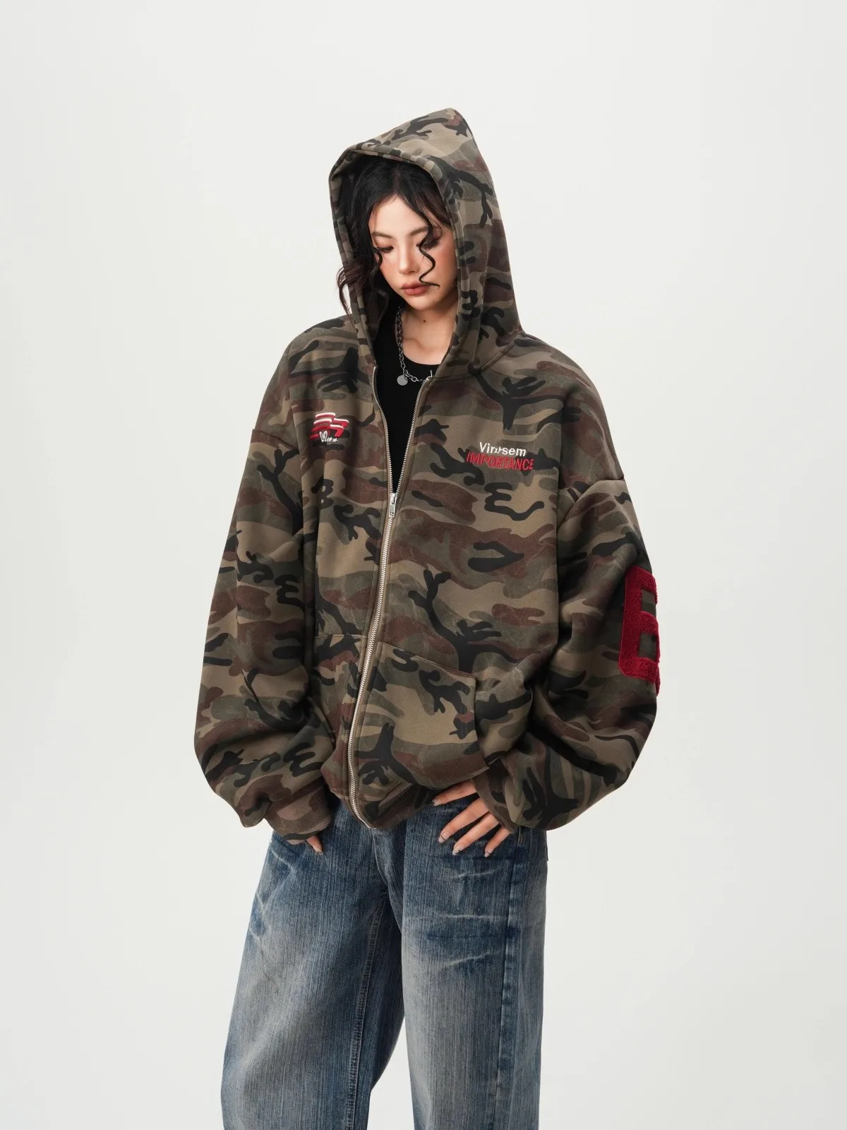 American High Street Camouflage Open Cardigan Hoodie For Men Women Spring Autumn Fashion Couple Zipper Jacket Loose Streetwear