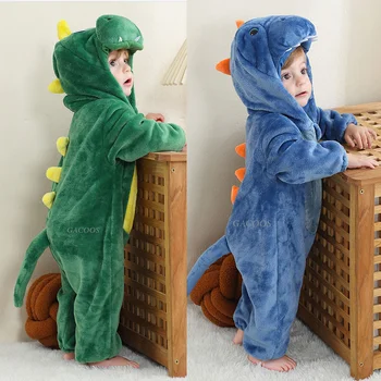 Baby Flannel Romper for Girl Boy Christmas Costume Winter Animal Unicorn Dinosaur Jumpsuit Infant Plush Pyjama Clothes Ropa Bebe 1