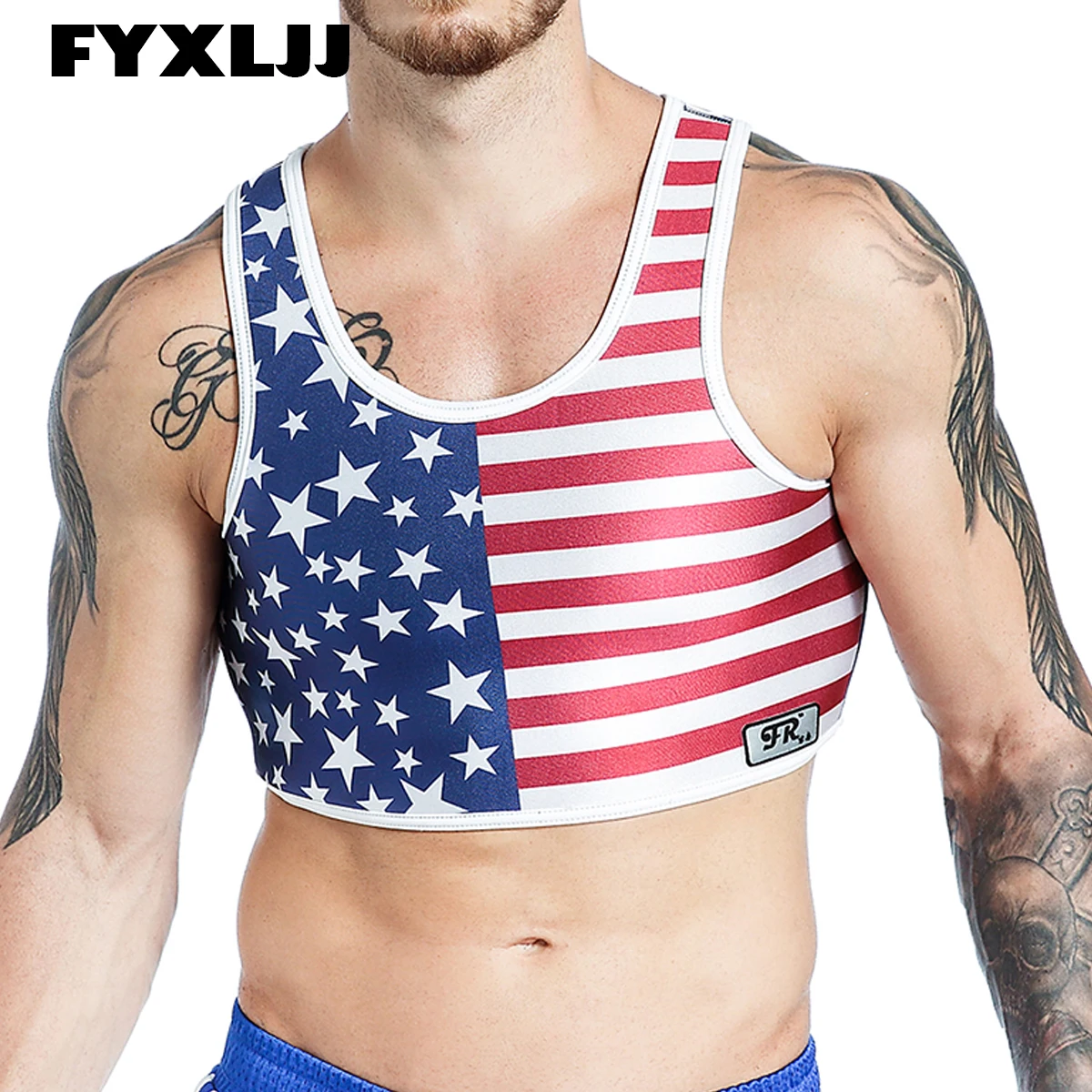 

FYXLJJ Men's Tank Top Undershirt Bodybuilding Singlet Fitness Sleeveless Muscle Guys Tank Tops Male Sexy Slim Fit Crop Top Vest