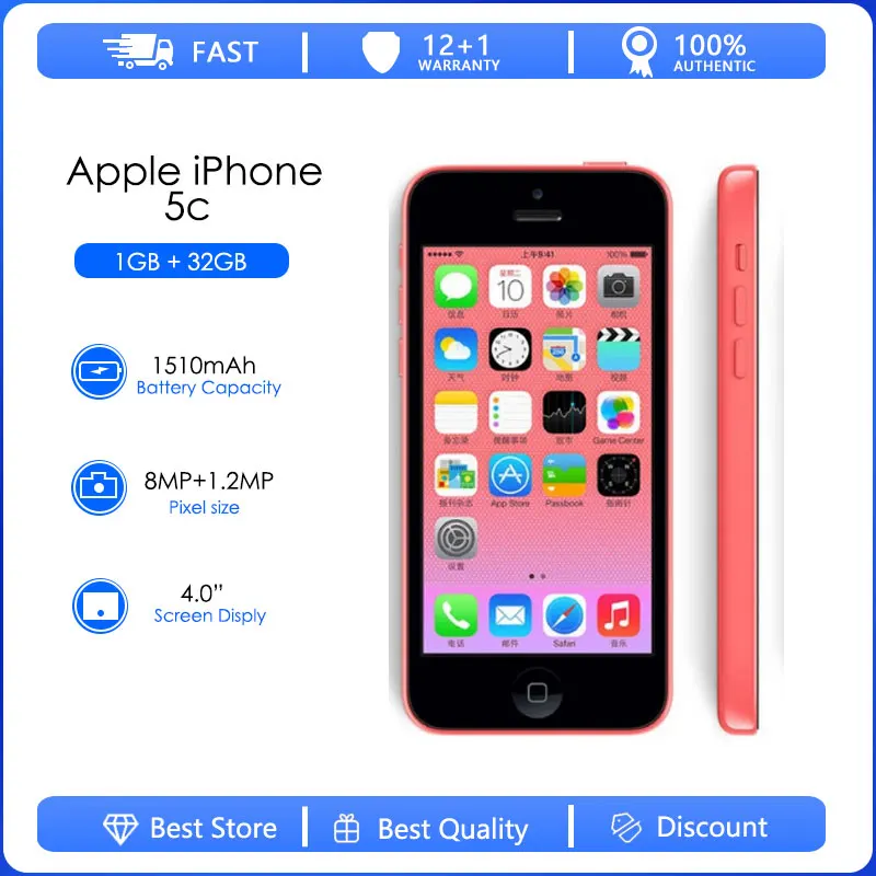 más ciclo también Apple-teléfono inteligente iPhone 5c Original, desbloqueado de fábrica,  8GB/16GB/32GB ROM, 99% pulgadas, doble núcleo, 8MP, 4,0 mAh, 4G, LTE,  nuevo, 1510 - AliExpress