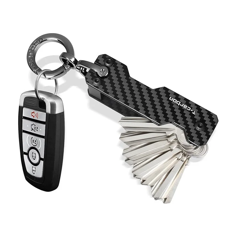 Organizador de chave de fibra de carbono compacto porta-chaves caso chaveiro minimalista titular bolso-tamanho chaveiro inteligente protege 2-10 chaves