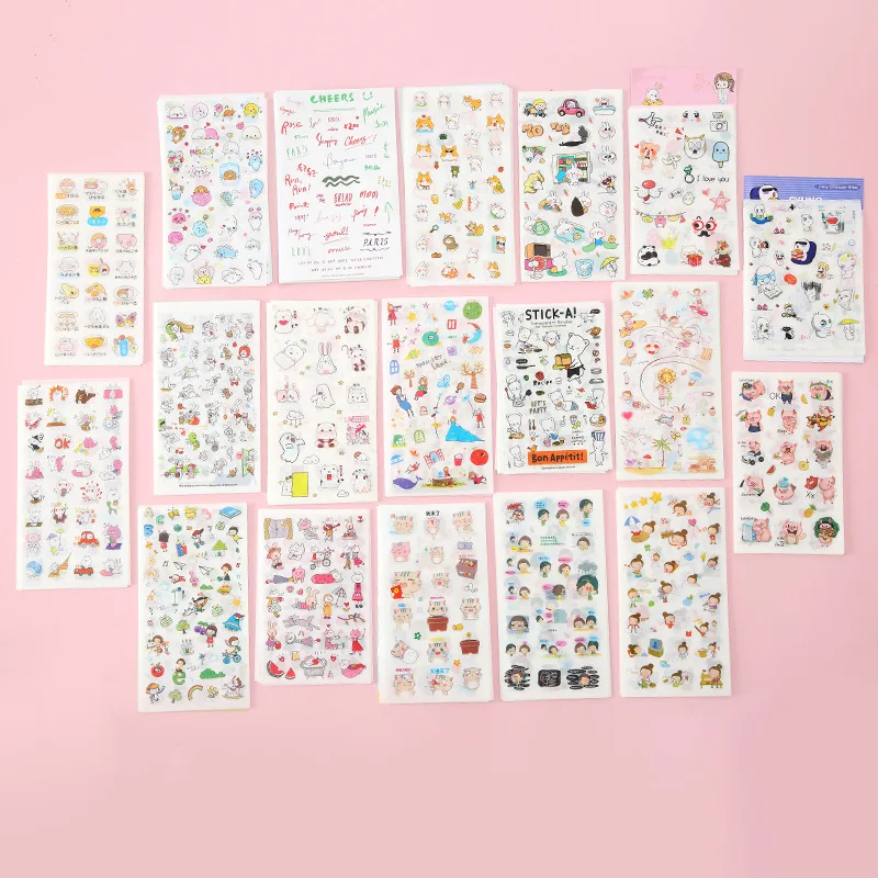 

6pcs Cartoon Cute Stickers Diy Hand Book Stickers Student Stationery Children's Small Pattern Stickers