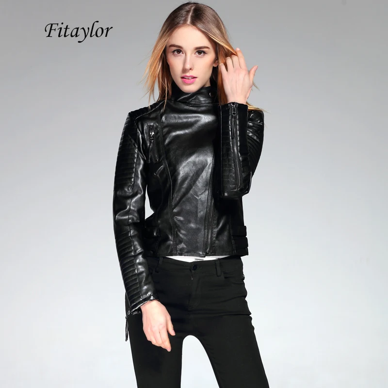 Fitaylor New 2022 Women Pu Leather Short Jacket Slim Fashion Punk ...