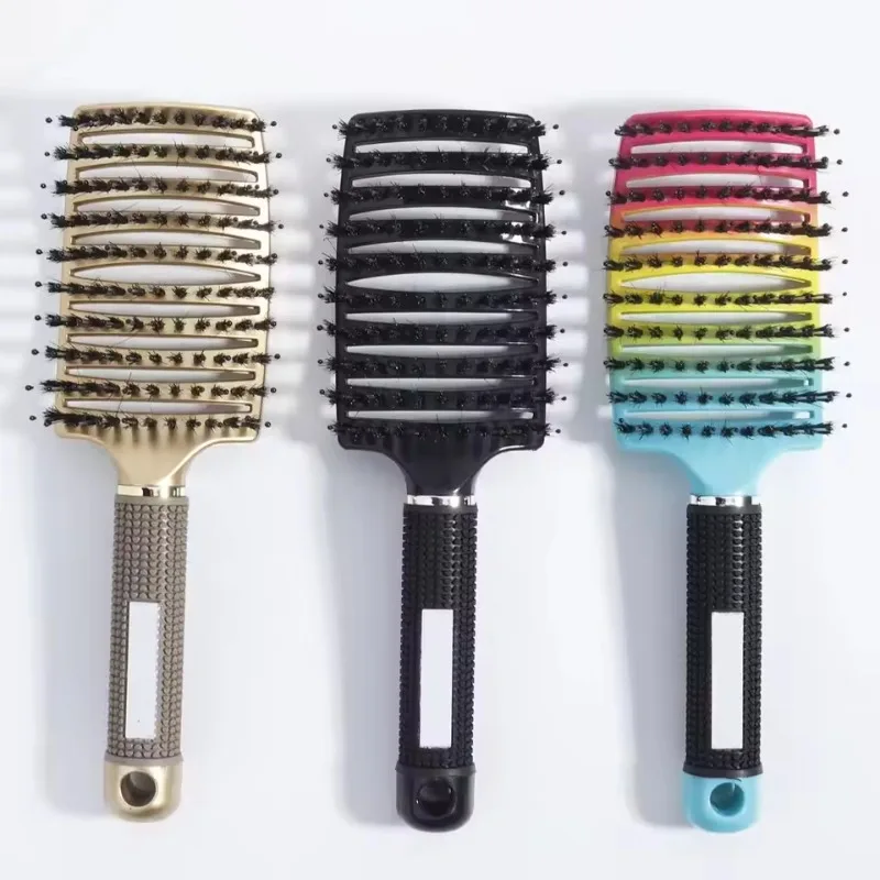 Detangling Hair Brush Bristle&Nylon Women Wet Massage Comb Curly Hairdressing Salon Styling Tools Special for Real Hair Wigs