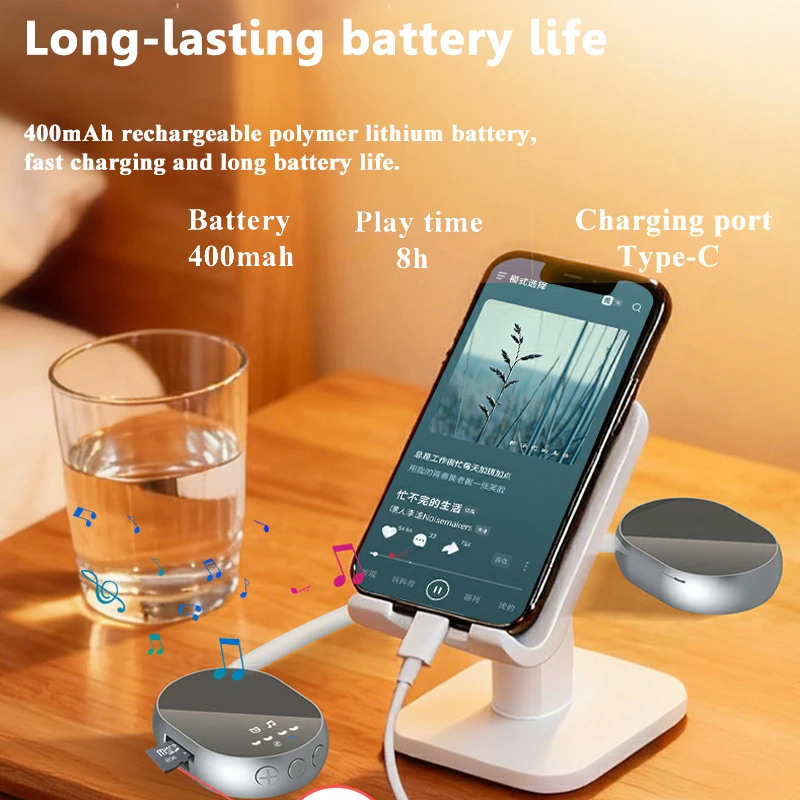 one Conduction Under Pillow Bluetooth Speaker LED Display Sleep Aid Music Box Wireless MP3   Music Player with TF Card Slot