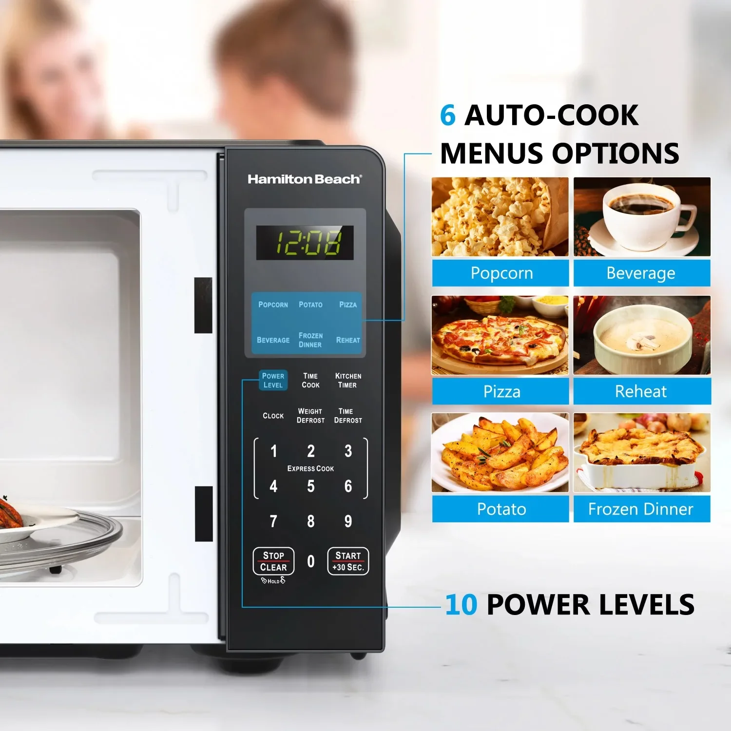 Countertop Microwave Oven, 900 Watts, Stainless Steel