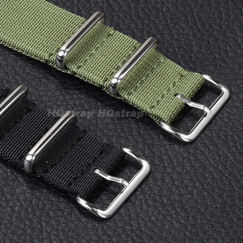Vintage Striped Nylon Watch Strap with Durable Canvas and Metal Buckle