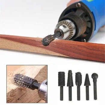 5pcs/set Wood Carving Tools Drill Bit Set Woodworking Knife Cutting Pocket Hole Wood Crafts Grinding Tool