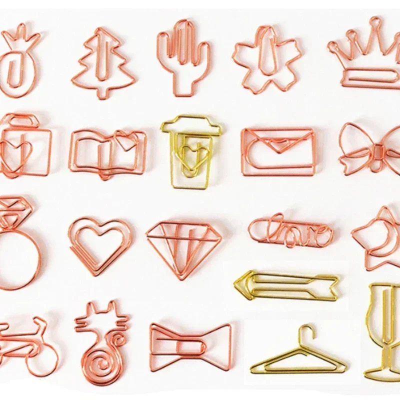 Metal Paperclips Multiple Cartoon Heart Styles Paper Clip Book Scrapbook Planner Page Bookmark Binder Clip Stationery 10pcs/set Paper clips mini bookmark