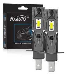 Ultra - Bright LED Headlight and Fog Lamp Bulbs - 70W 30,000LM 6000K, Plug & Play (H1 Black)