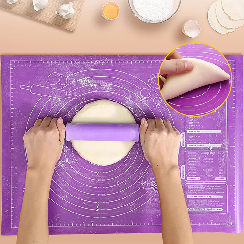 Silicone Kneading Pad Silicone Pad Kneading with Scale Meter Pastry Fondant Mat Kitchen Baking 45x60CM