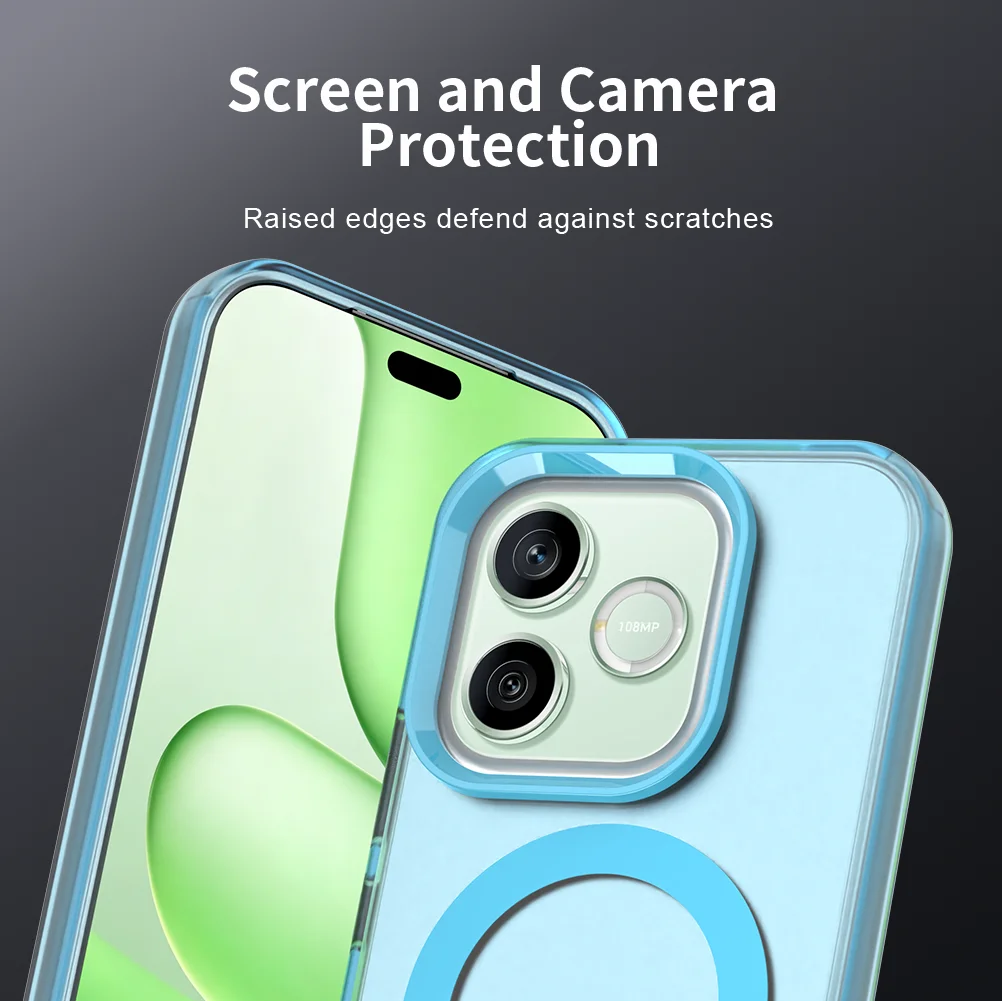 Matte Clear MagSafe-Compatible Wireless Charging Case with Candy Cover