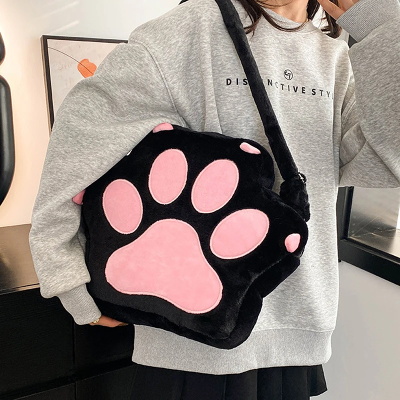 Kawaii Y2K Style Backpack Plush Large Capacity Back Bag Girl's School Bag Cartoon Cat's claw Bags Gifts For Girlfriend Children