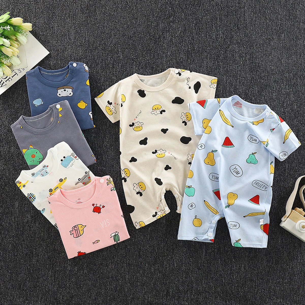 Baby Rompers Summer Style Powered Baby Boy Girl Clothing Newborn Infant giraffe Short Sleeve Clothes 3-6-9-12-18 Months cheap baby bodysuits	