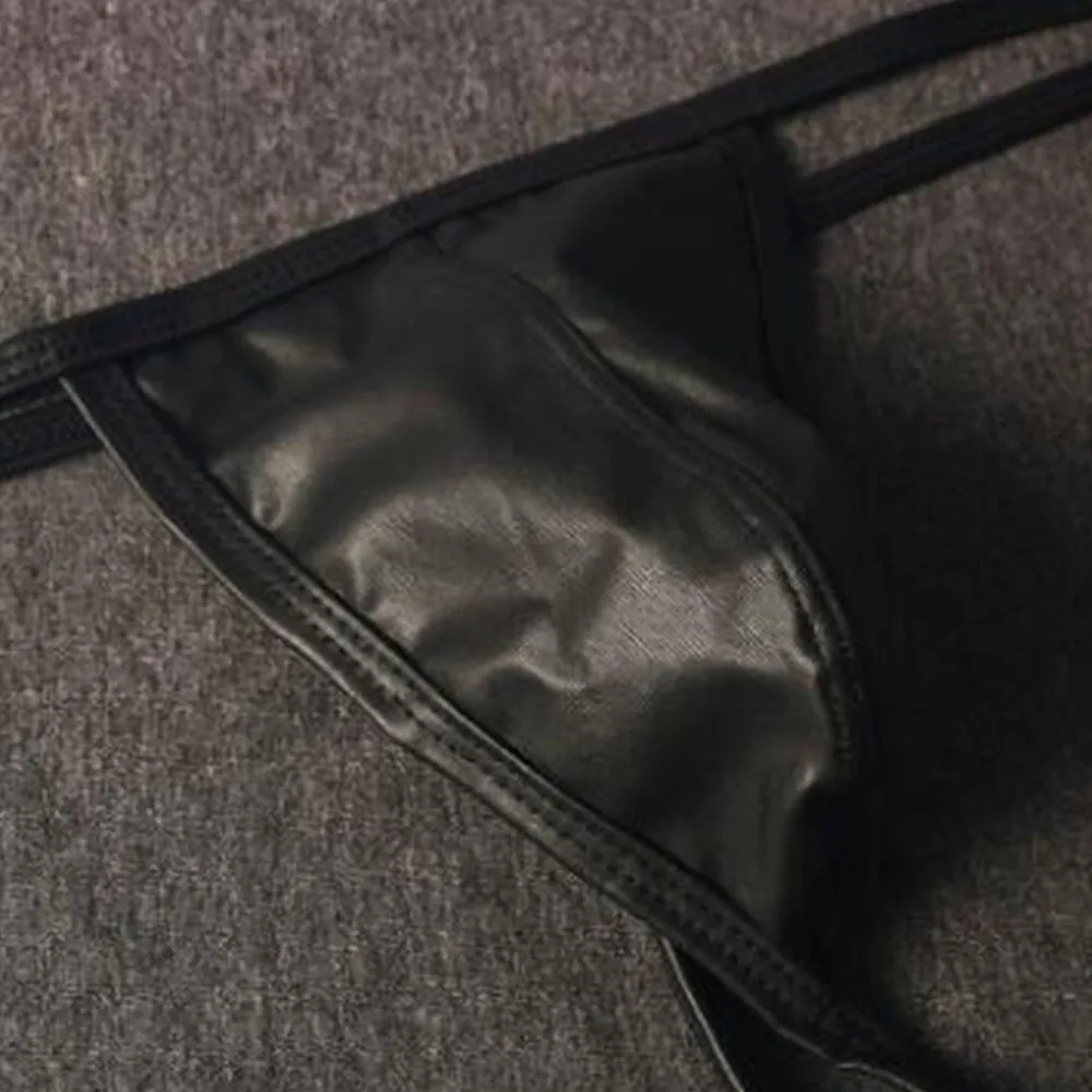 

100% Brand New Suitable 1*Underwear Smooth T-back Thong Underwear Wet Look Bikini Men\\'s Polyamide/Nylon Black