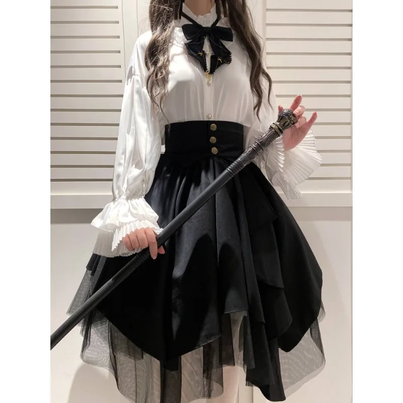 2025 Japanese & Korean Lolita Gothic Vintage Kawaii Irregular Cosplay Skirt Set 6