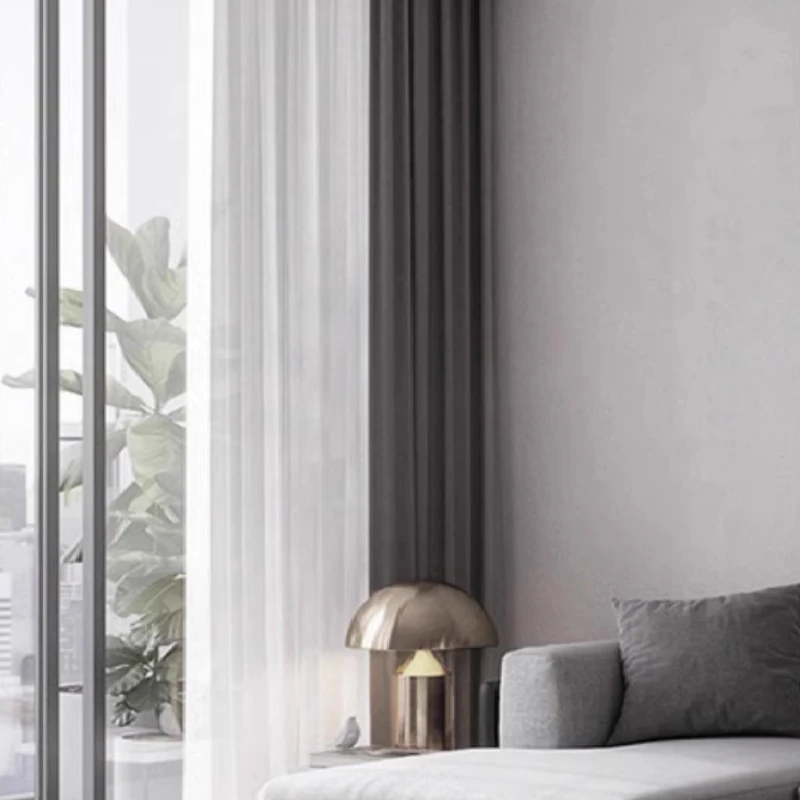 

Nordic Minimalist Style Solid Color Sunshade Gray Velvet High Blackout Curtains French Window Balcony Bedroom Curtain Decoration