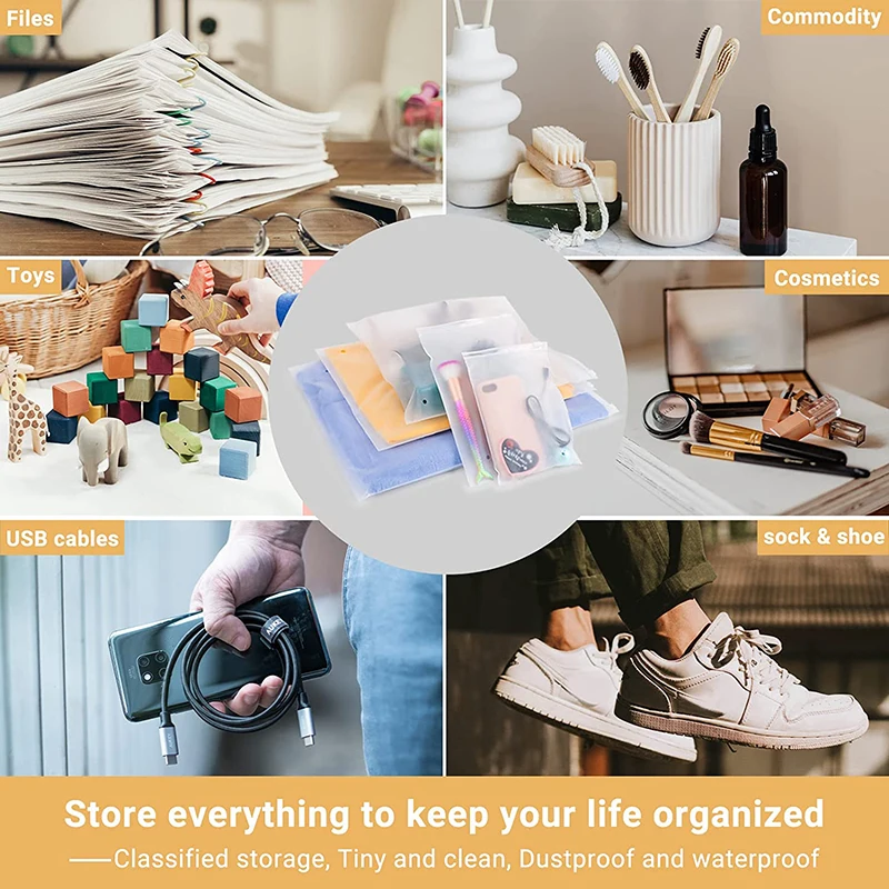 Zip Lock Bags 10PCS Travel Frosted Ziplock Bag PE Storage Bag Plastic Zipper EVA Translucent Ziplock Waterproof Packaging