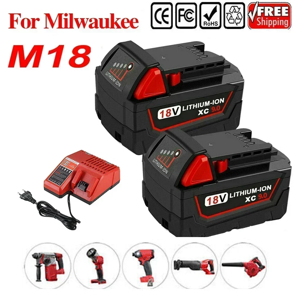 

Original 18V 9.0Ah Replacement Lithium Ion Battery For Milwaukee M18 Power Tool Batteries 48-11-1815 48-11-1850 48-11-1860 Z50