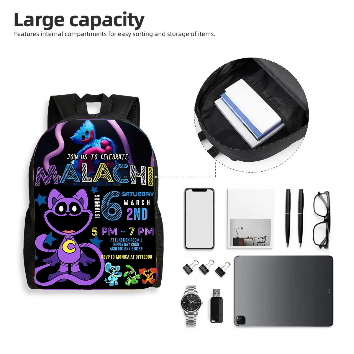 2 pcs Set Smiling 3D Critters School Backpack with Pencil Bags ,School Bags for Boys Girls ,Children Backpack with Pencil box