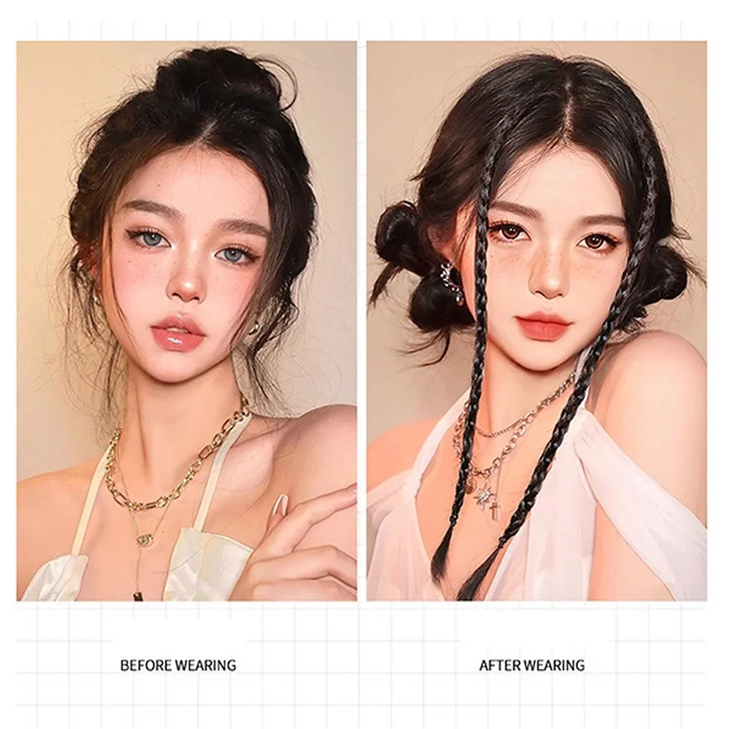 2Pcs Synthetic Braid Wig with Strong BB Clips Lightweight Box Braid Ponytail Hair Pieces for Women  Fashion Accessory