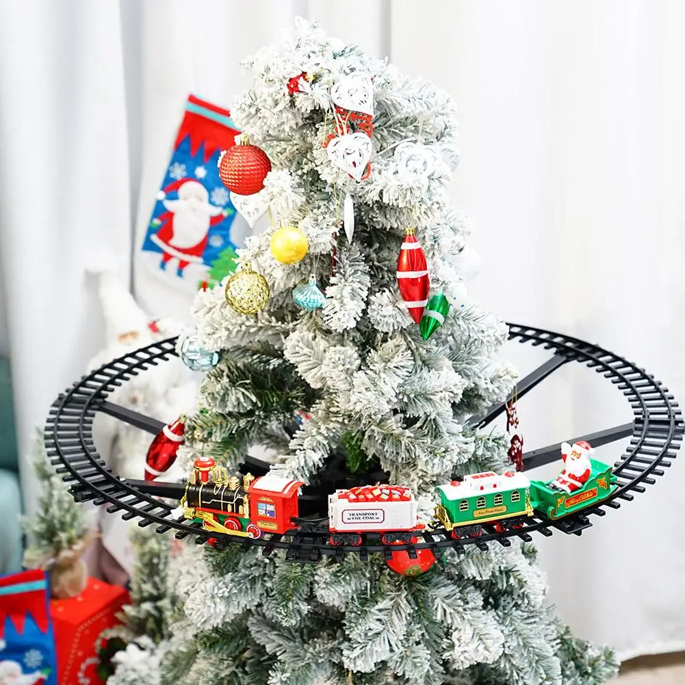 Christmas Train Set Simulation Head Electric Railway Train Rail Set Christmas Tree Decro DIY Gifts For Kids