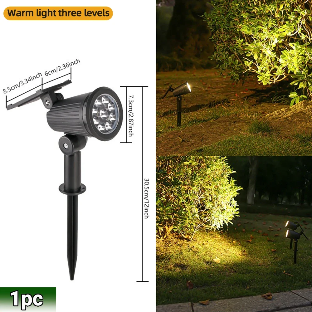 9-LED-Solarstrahler, IP65, wasserdicht, für den Außenbereich, RGB-Solar-Landschaftsbeleuchtung, Helligkeit einstellbar, für Garten, Hof, Palmen
