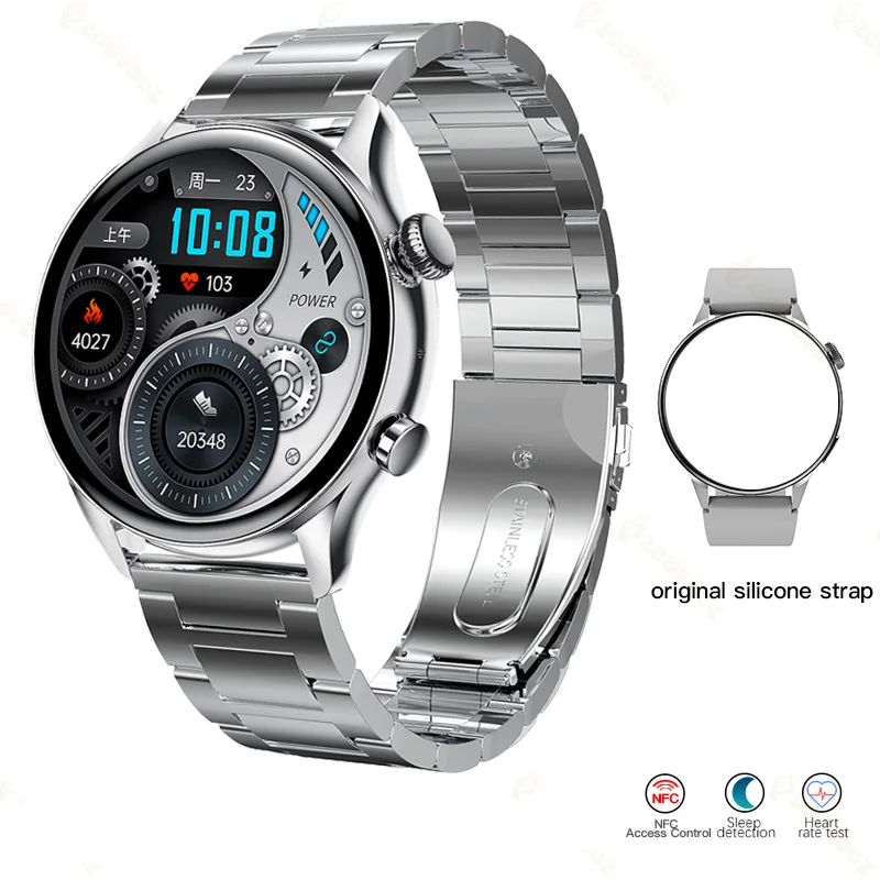 2022 New NFC Bluetooth Call Smart Watch Men 1.36 Inch AMOLED 390*390 Screen Always On Display IP68 Waterproof Smartwatch For Men 