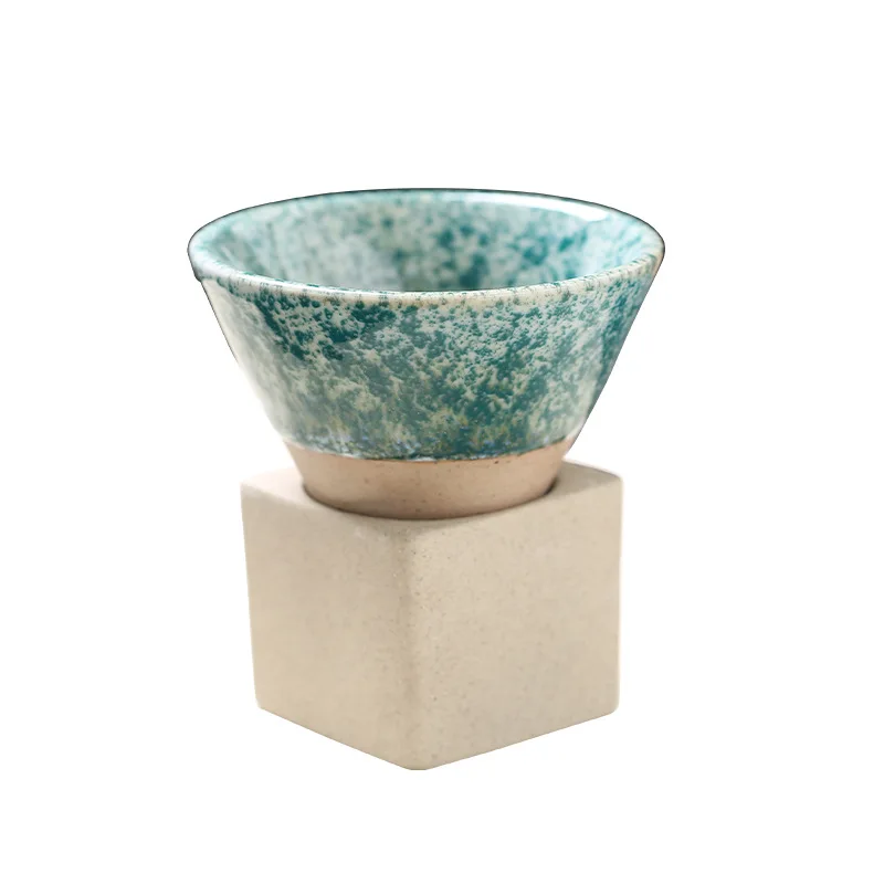 100ml Creative Pottery Coffee Cup Retro Ceramic Coffee Mug Rough Pottery Tea Cup Japanese Latte Pull Flower Porcelain