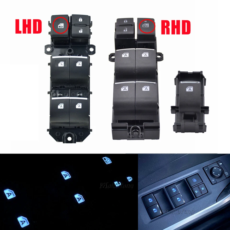 Elektrische Raamschakelaar Verlichte LED Power Window Deur Schakelaar Kabelboom Set Voor Toyota Voor RAV4 2019 2020 Links Rijden Backlight Master Switch Autoruitschakelaar