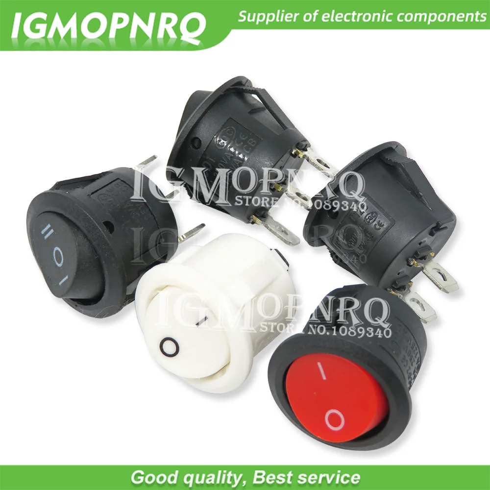 5Pcs Interruttore A Pulsante 20Mm Spst 2Pin 3Pin 3A 250V Kcd1-105 Kdc1 Fdkjgecf Snap-In On Off Interruttore A Bilanciere Rotondo Nero Rosso Bianco