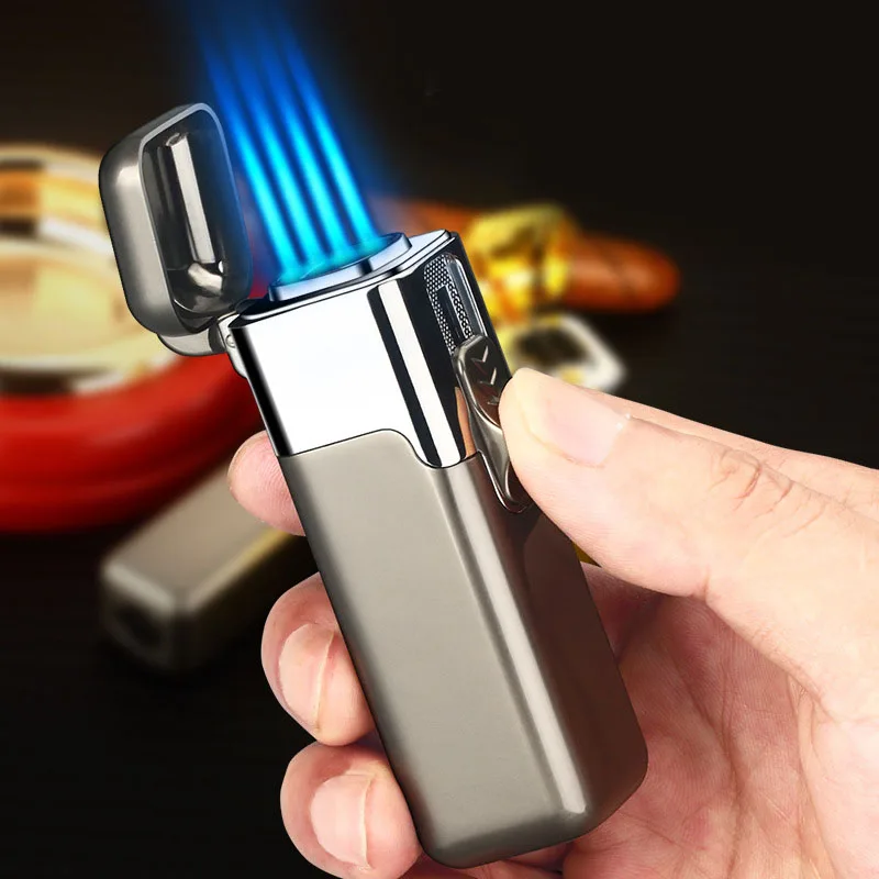 

Power Four Flame Butane Torch Lighter Cigar Windproof Lighters High Quality Refillable Butane Gas Lighter Smoking Accessories