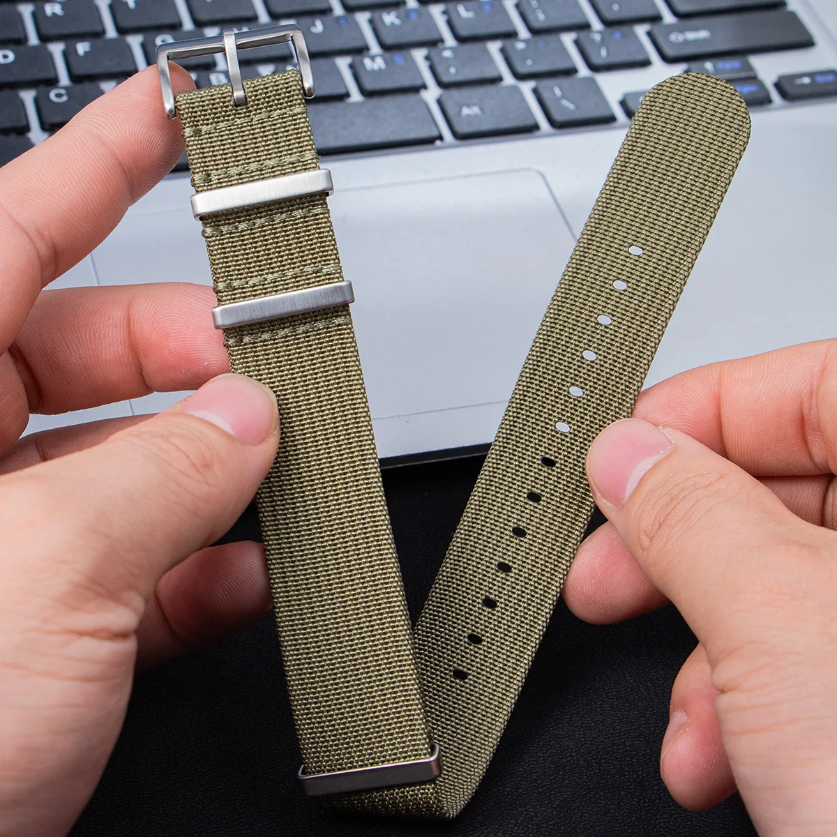 Ribbed Nylon Watch Strap - Durable Watchband Accessory