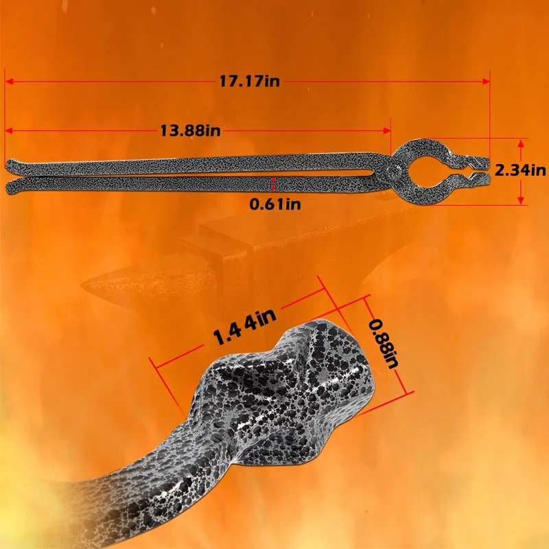 Blacksmith Tongs 5/8-Inch Bolt Jaw Tongs for Railroad Spikes, Round and Square Bar