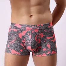 

Men Printed Boxer Brief U-Bulge Pouch Camouflage Underwear Male Breathable Underpants Sexy Convex Panties Seamless Shorts