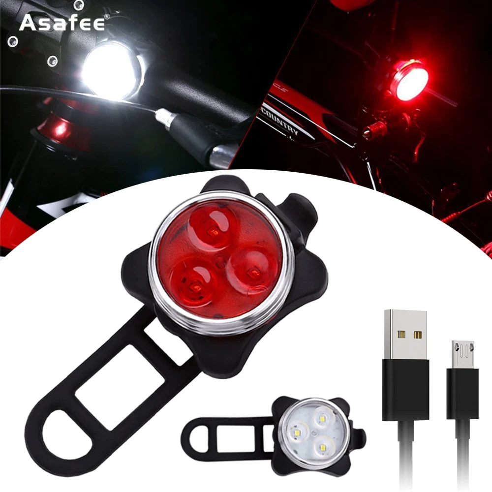 

Asafee Multifunctional LED MTB Tail Light USB Rechargeable Bicycle Light Bicycle Headlight + Tail Light Safety Warning Light