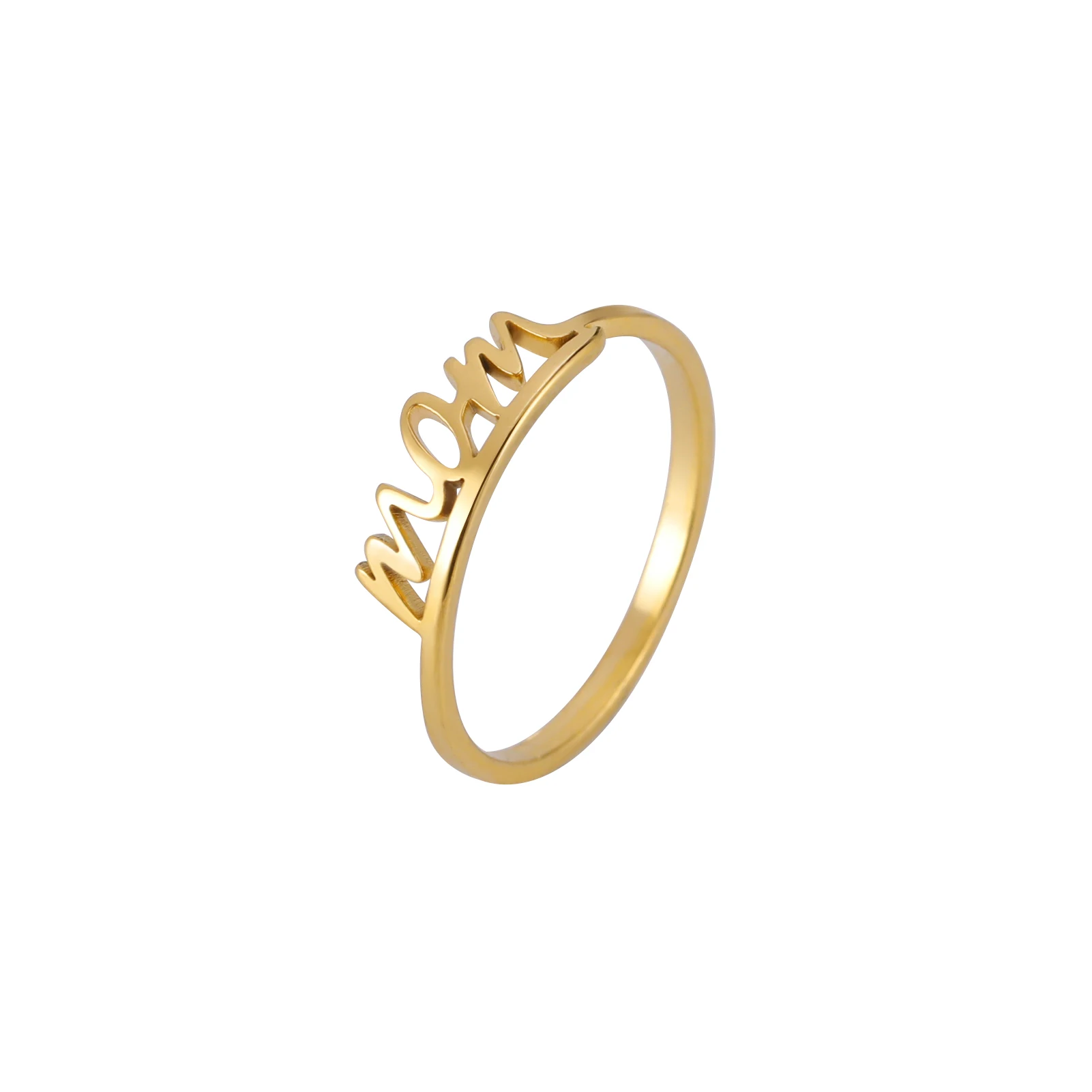 Amaxer Stainless Steel Letter Word Mom Rings for Women Girl Mother's Love Jewelry Birthday Gifts Wholesale 3
